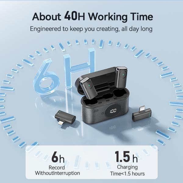 Holiday Haul Wireless Lavalier Mic with AI Denoising & One-Click ，support for iPhone  Android with charging case audio smartphone audio smartphone,For content creators