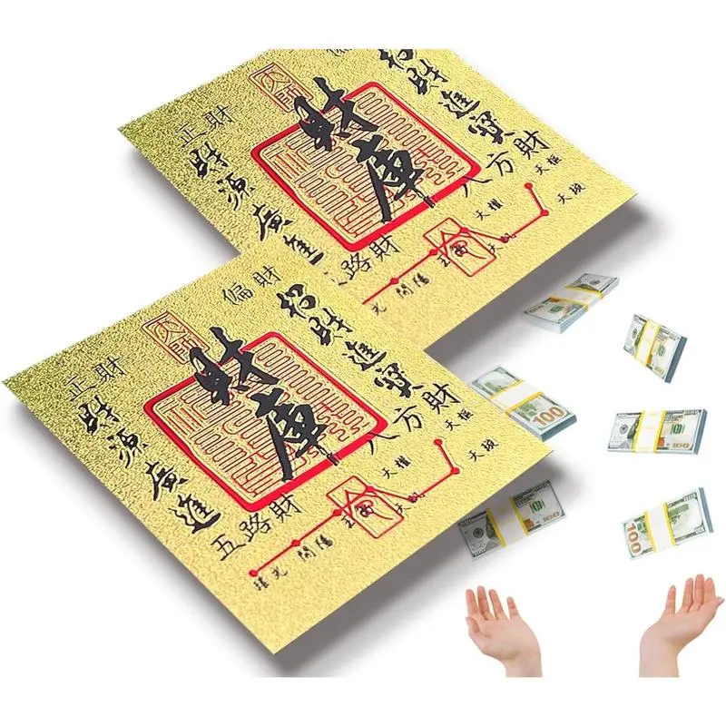 Traditional handmade Tibetan Omamori amulet for Wealth and Feng Shui good luck charms gold leaf/silver card 3.3×2.2 Inches, Best Gifts Idea for Valentine‘s Day