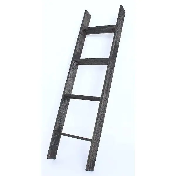 BarnwoodUSA Rustic Farmhouse Blanket Ladder - Our 4 ft (Picket) Ladder crafted from 100% Recycled and Reclaimed Wood No Assembly Required Black