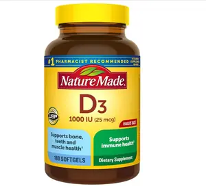 Nature Made Vitamin D3 1000 IU (25 mcg), Vitamin D Supplement for Bone, Teeth, Muscle and Immune Health Support, 180 Softgels, 180 Day Supply