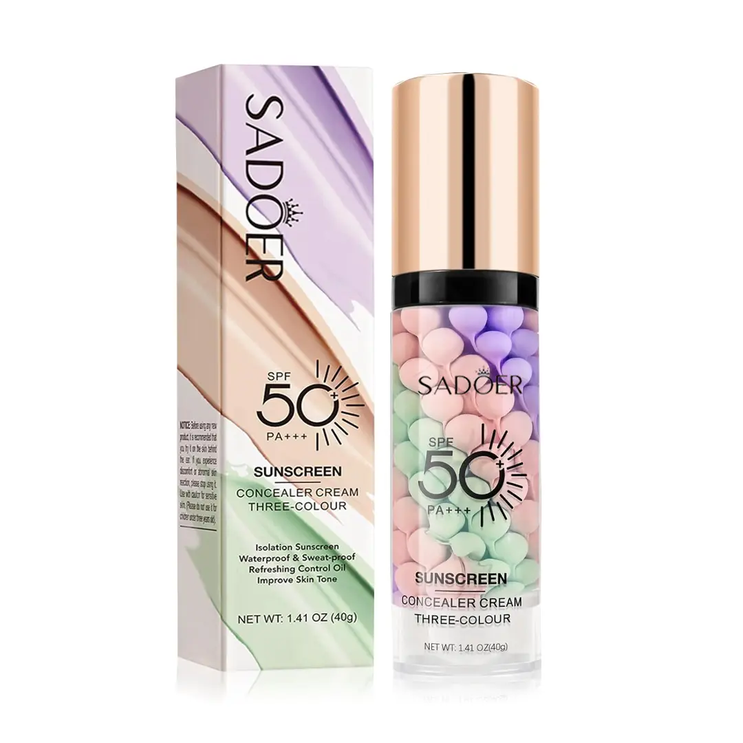 3-in-1 Color Correction Facial Serum - Moisturizer, Sunscreen (SPF 50 PA+++), Hydrate Primer, Radiant Skin Tone, Oil Control, Refreshing - Available in Purple, Pink & Green Tones, Face Care Products