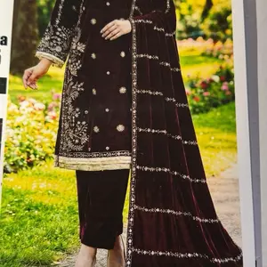 3-piece suit elegant embroidery. Fabric: Velvet                 Size available: Small, medium, large