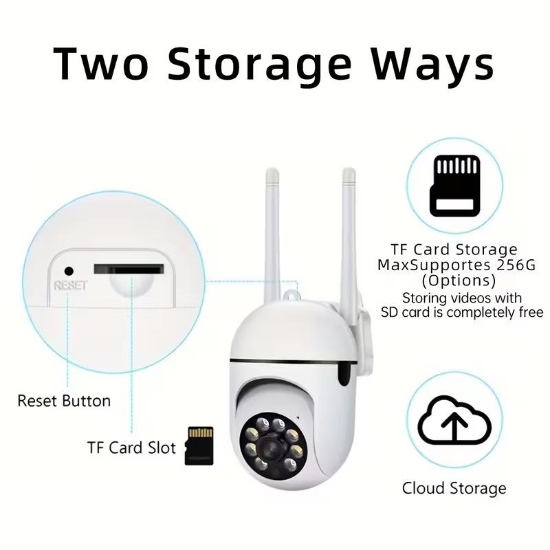 【JOOAN 2.4G WiFi 1080P FHD Home Smart Security Camera】BT/WiFi Connection, USB Cable Included, Plug-in Power Required (Not Included), Color Night Vision, Motion Detection, 360° PTZ Panorama, Two-Way Audio, Siren Alarm, SD/Cloud Storage (Optional)