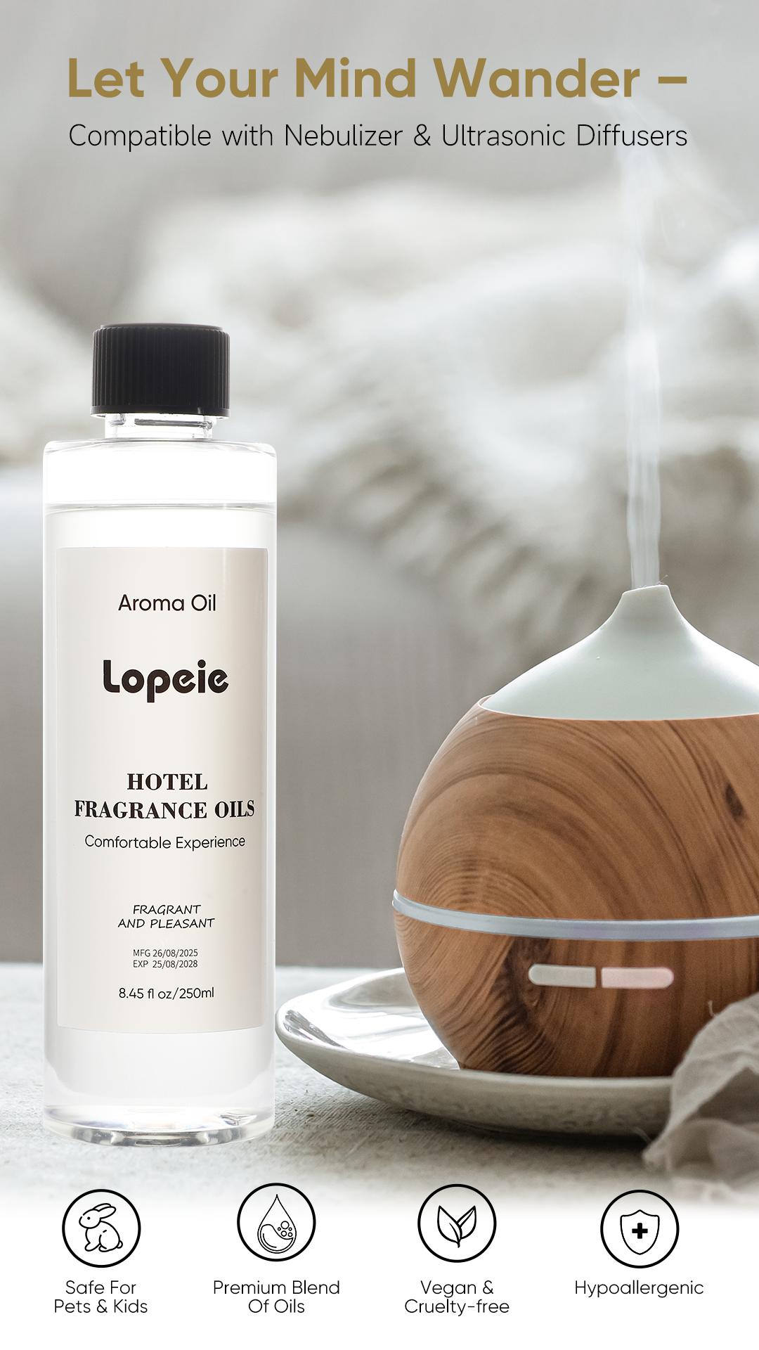 Lopeie Hotel Diffuser Oil for Home Refill 250ml-Citron, Cedarwood & Ambergris Fragrance for Ultrasonic & Waterless Diffusers