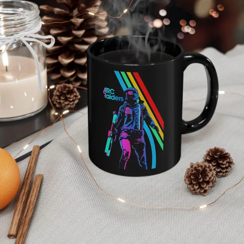 ARC Raiders Gaming mug Sarcastic Funny Retro Arcade Raiders mug Video Game Emote Gamer Gift Distressed Vintage ARC Stripes