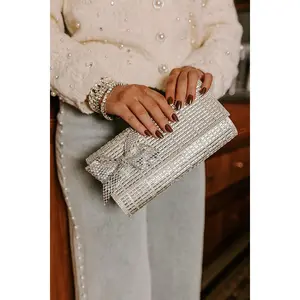 Gala Ready Rhinestone Clutch in Silver