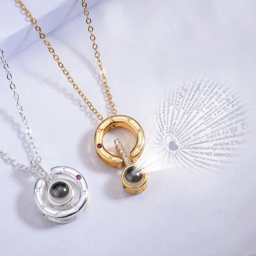 I Love You" 100 Languages Projection Necklace