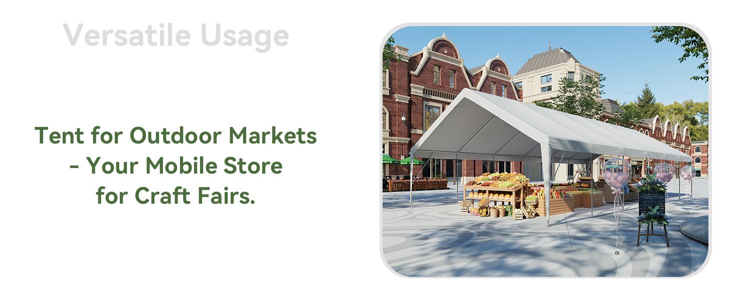 Aoxun Sturdy 20x40 Rectangular Foldable Outdoor Party Tent Canopy [Ships in 3 Packages] - Waterproof, Heavy-Duty Steel Frame, Removable Sidewalls, Easy-Access Roll-Up Door, Easy Setup for Large Groups, Birthday Parties, Camping, White