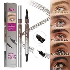 2-in-1 4D Eyebrow Pencil, Waterproof Microblading Brow Pen, Dual-Ended Design for Defined Brows, Long-Lasting & Smudge-Proof All Day