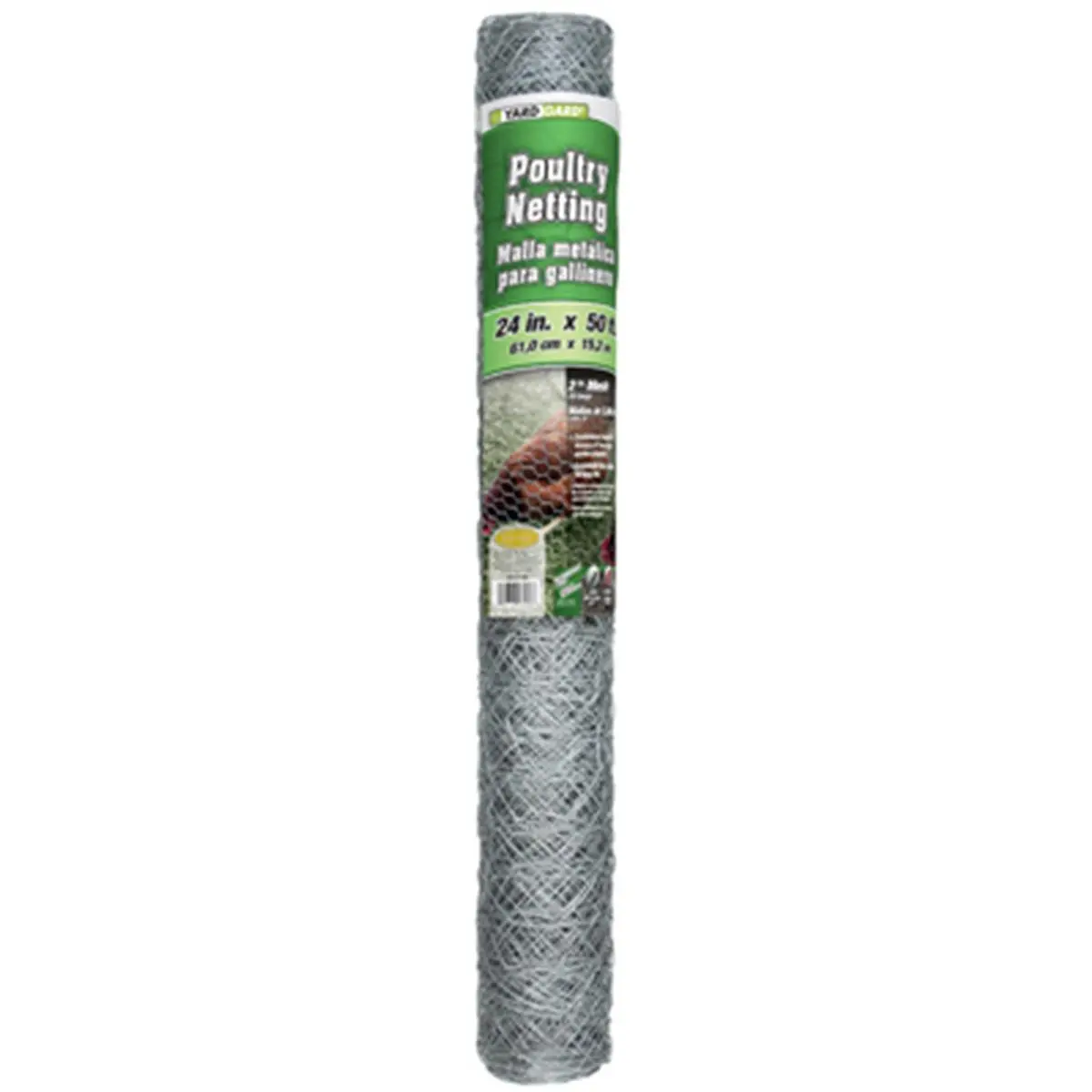 Midwest Air 308474B Galvanized Steel Poultry Net, 24 in. x 50 ft. 2 in. Mesh Grid Roll for Birds Enclosure