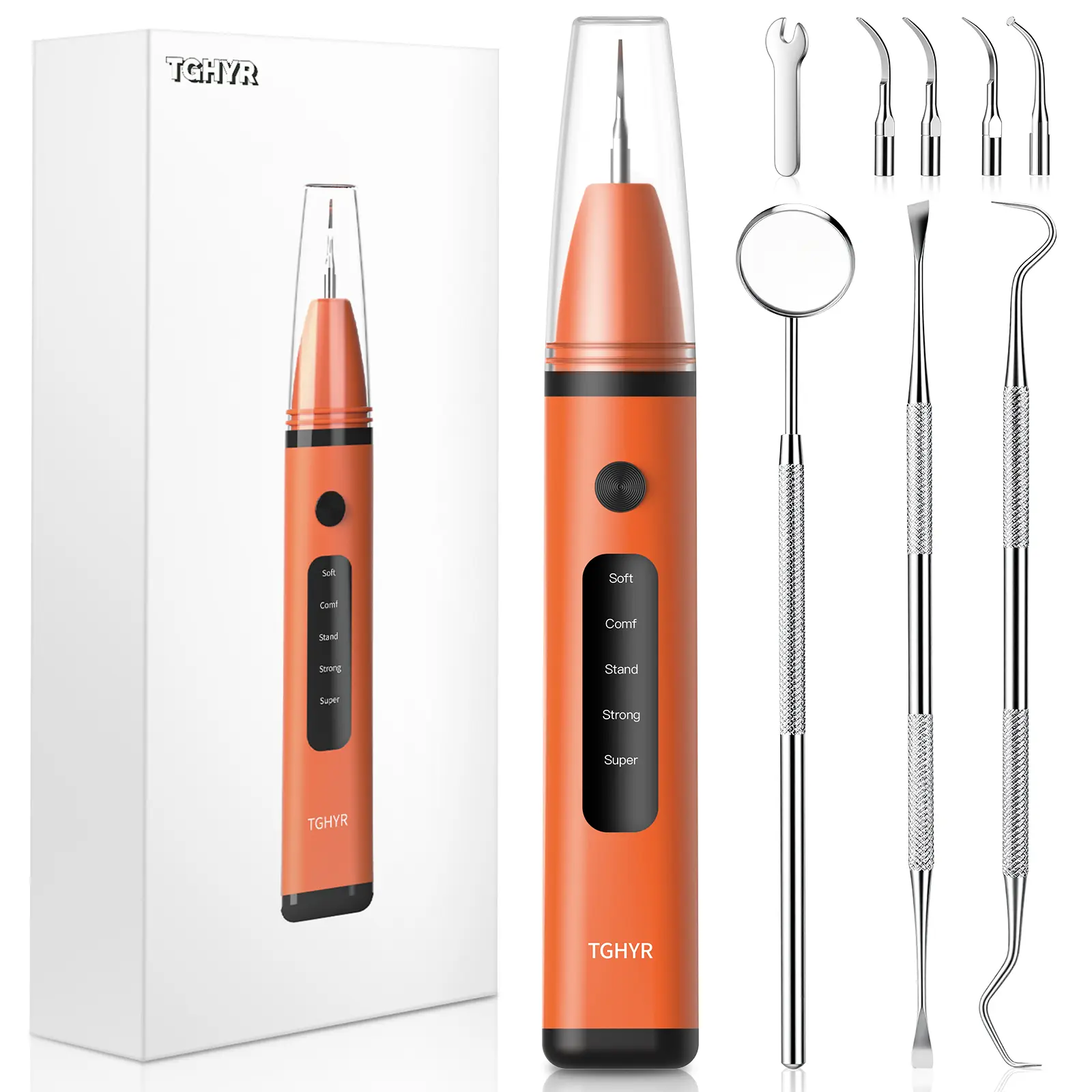 Ultrasonic Oral Plaque Remover - Portable Teeth Cleaner Kit with Plaque Scraper, Tartar & Stain Removal for Humans & Pets, Professional Oral Irrigators (TGHYR)