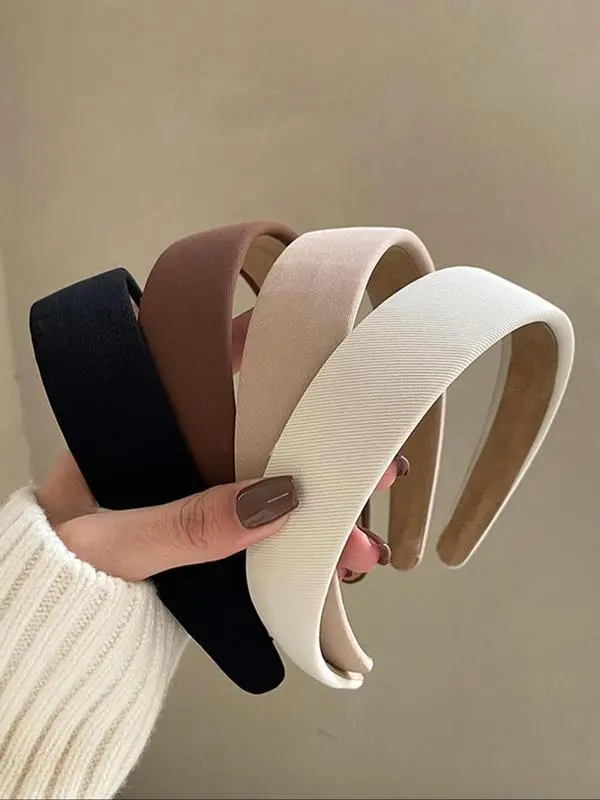 4PCS Women's Casual Minimalist Design Hair Hoops As Gift, Trendy Minimalist Multicolor Durable Material Hair Hoops, Chic All-match Versatile Headband Head Wrap for Hairstyle Decor for Women & Girls, Chic Hair Accessories