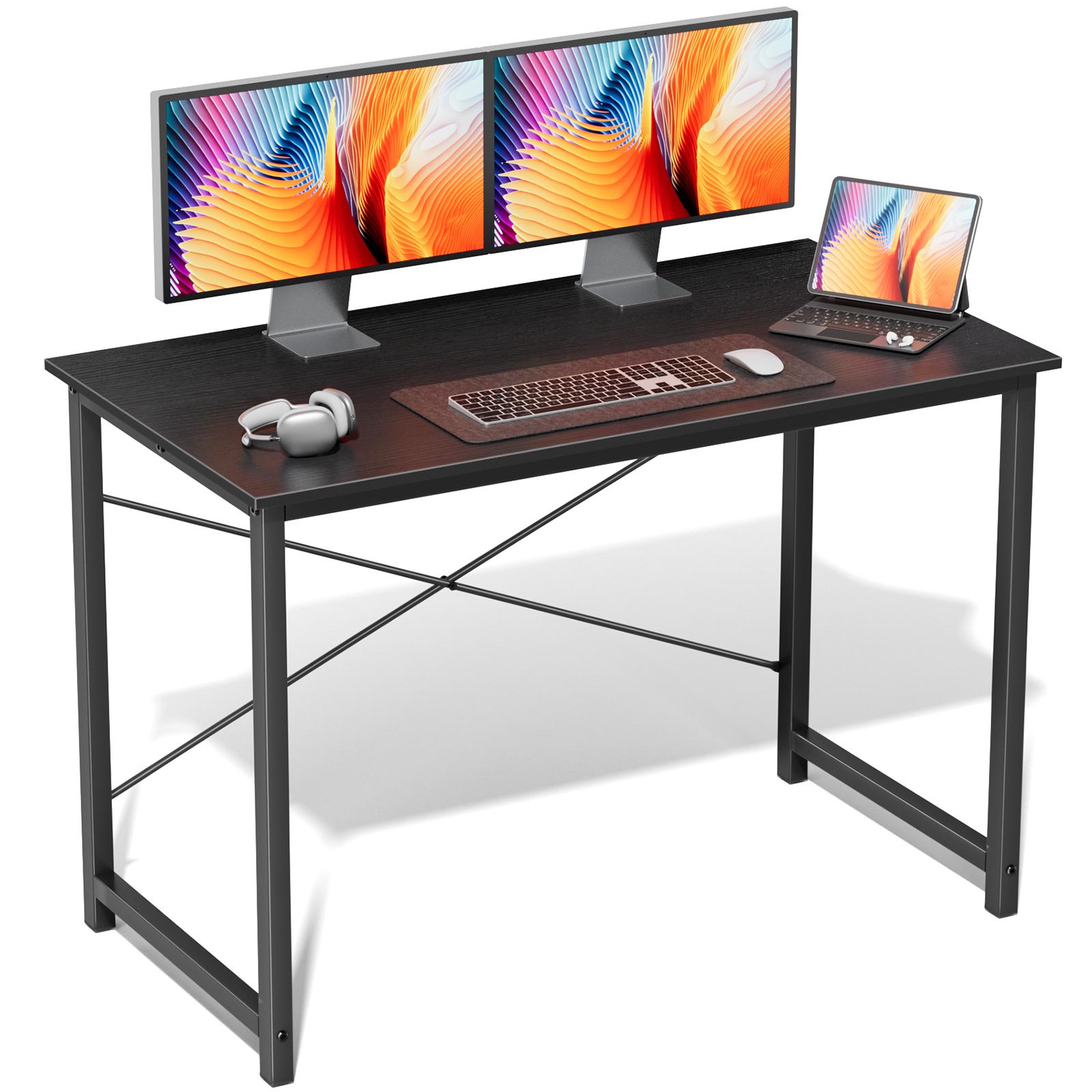 All-in-One Computer Desk for Home Office & Study, 31-63 Inch Modern Writing Desk, Sturdy Wood Office Table for Work or Gaming, Black/White/Brown #HomeOffice #WorkspaceSolutions