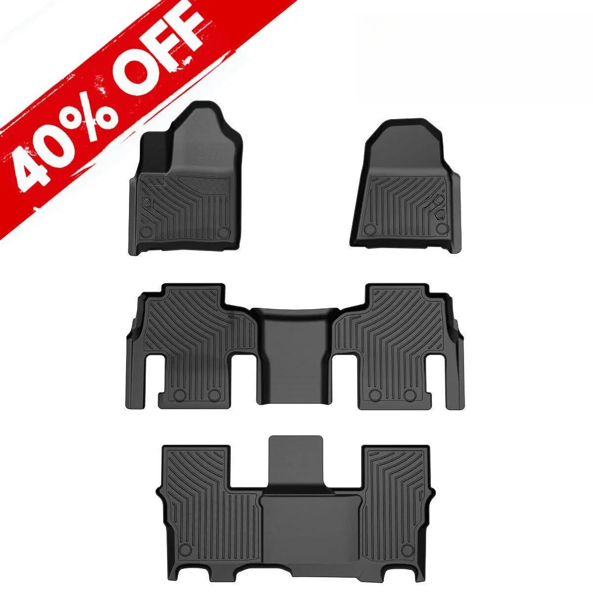 3 Rows Floor Mats Liner For 2022-2025 Jeep Wagoneer 8 Passenger 3D All Weather