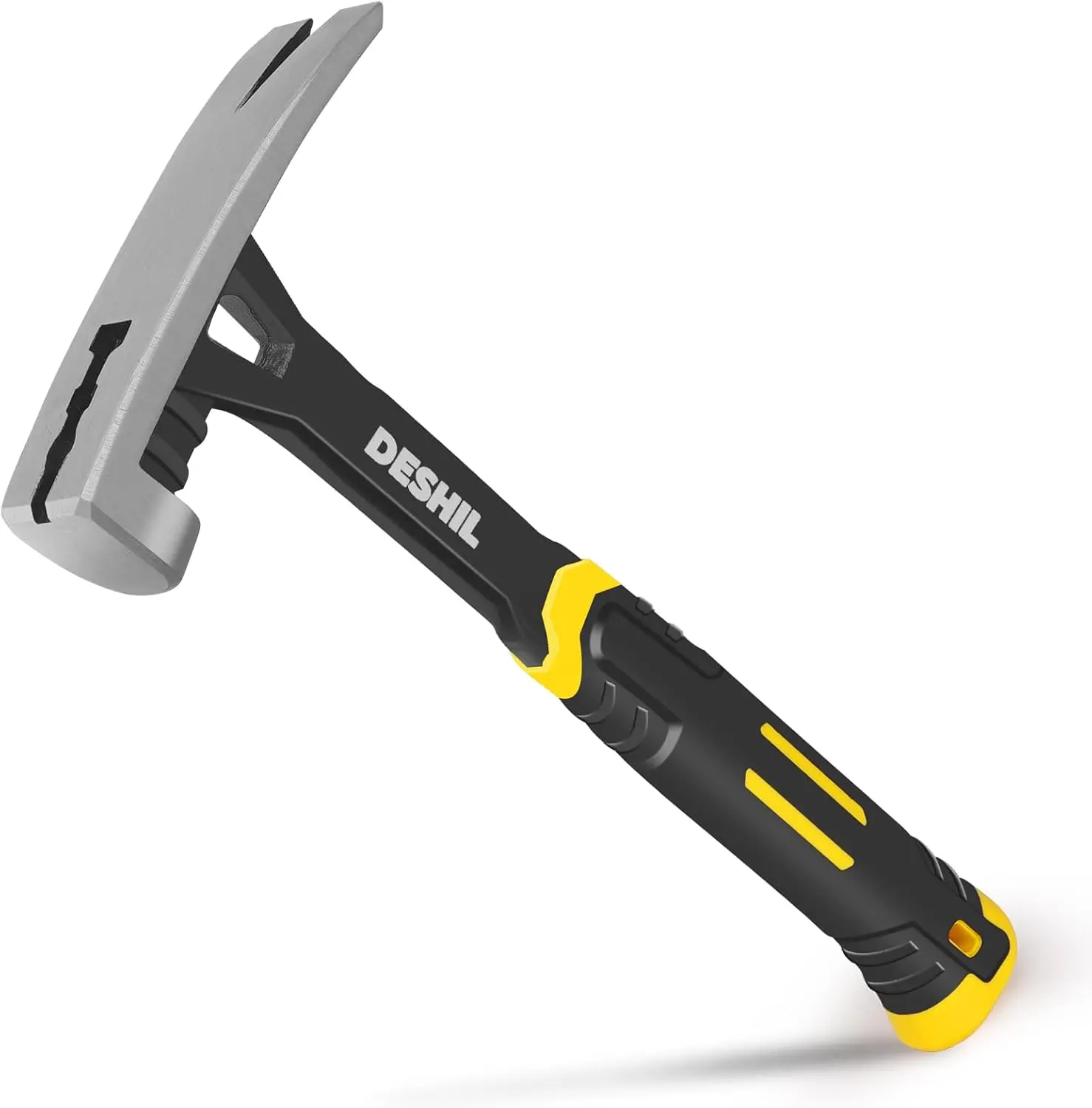 22 oz High Carbon Steel Straight Rip Claw Hammer, Drop-Forged 1-Piece, Fiberglass Handle, Smooth Face, Shock-Absorbing Grip, All-Purpose Hand Tool, High Carbon Steel Claw Hammers
