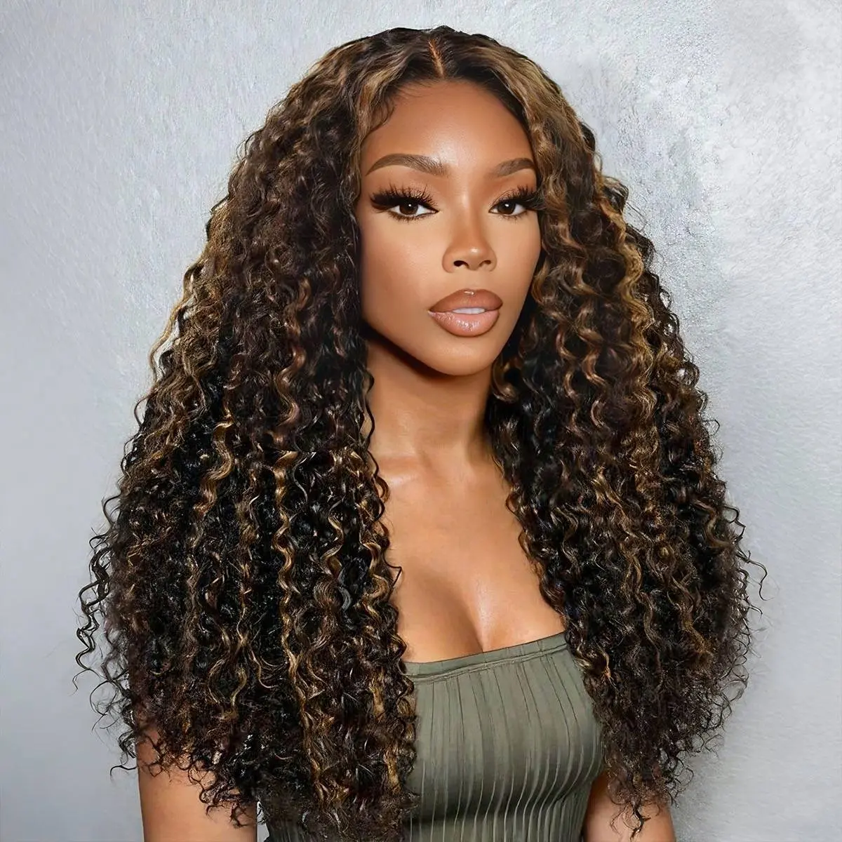BGMgirl Balayage Highlight Ombre Brown 7x5 Lace Water Wave Glueless Pre-Plucked Pre-Cut Pure Human Hair Lace Body Wig, Wear-Go Closure Wig (Clearance Sale, #MothersDayGift #SummerVibes SummerWins), Ombre Hair, Breathable