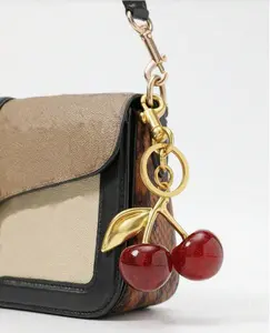 Unique Shiny Cherry Shaped Pendant, New Cherry Crystal Pendant, Keychain Pendant, Cherry Decor Keychain With Clasp, Shiny Resin Product, Suitable As Bag Accessory, Suitable For Women Handbag