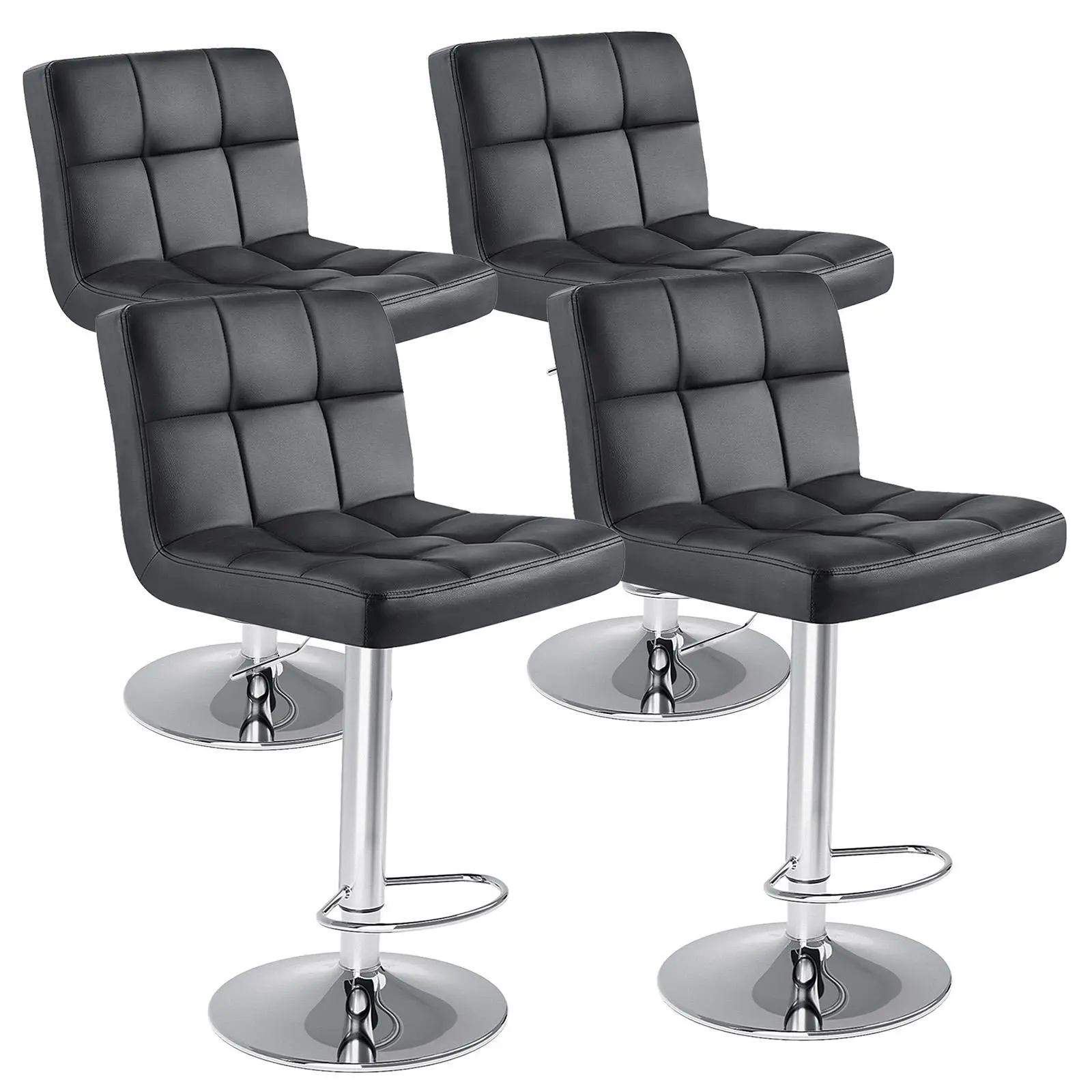 【Summer Sale】 Sweetcrispy S-Adjustable Height Barstools - PU Leather Swivel Chairs with Hydraulic Lift, Thick Seat Cushions, Backrests, Steel Frame, Home Decor Kitchen Counter Height Furniture