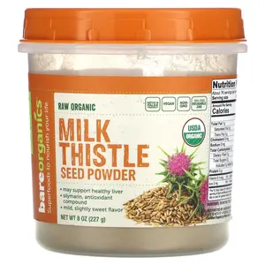 BareOrganics Raw Organic Milk Thistle Seed Powder, 8 oz (227 g)