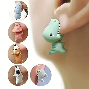 "Charming" Cute Animal Earring - Dinosaur, Puppy And Whale Designs - Fun Clay-bite Jewelry Gift Fun Gifts And Accessories