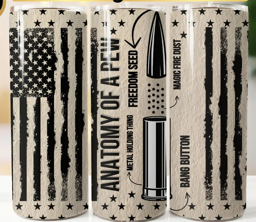 20oz Insulated Skinny Tumbler, Anatomy of a "Pew", Freedom Seed