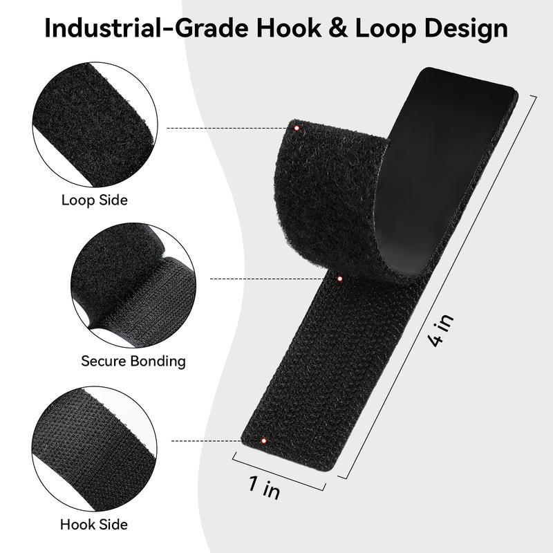 100 PCS Heavy Duty Double Sided Hook and Loop Strips | Reusable Adhesive Mounting Tape Strong Stick for Wall Hanging Picture Frames Cable Organizer DIY Home Decor Office Organization