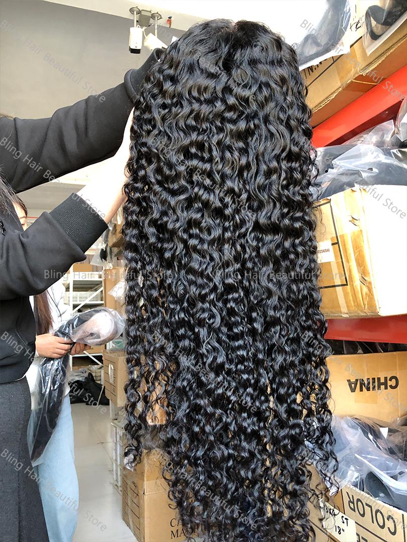 Bling Hair 180 Density 13x6 Deep Wave Hd Transparent Lace Front Human Hair Wigs 36 38 Inch Brazilian 13X4 Lace Frontal Wig For Women Pre Plucked