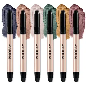 PHOFAY Cream Eyeshadow Stick Gift Set, 12 PCS Dual-Ended Soft Smooth Matte Earth & Bright Metal Color Contour Sticks, Waterproof & Long-Lasting
