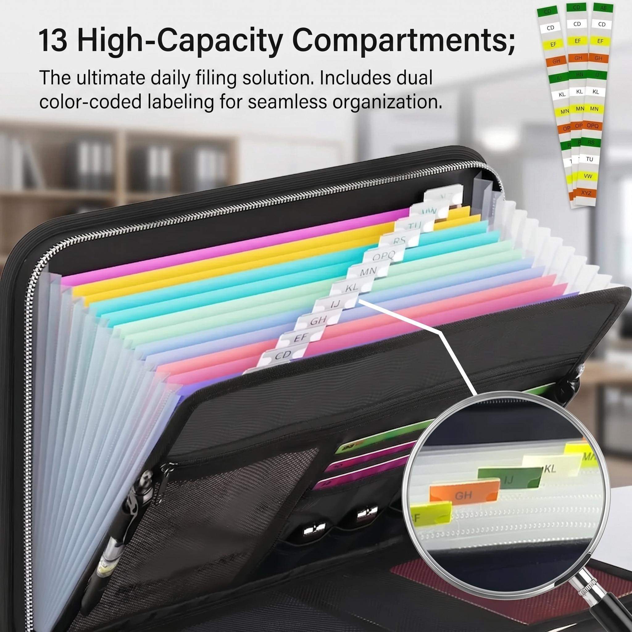 Large-Capacity Fireproof File Folder with Handle, A4Document Bag & Data Paper Organizer, Versatile Test PaperStorage for Office Stationery & Supplies
