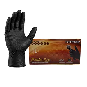 TUFF GRIP 6 MIL NITRILE GLOVES - DIAMOND TEXTURED (BOX OF 100) IN ORANGE OR BLACK great for Industrial Disposable Cleaning