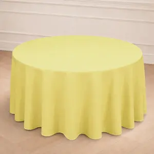 Polyester 120" Round Tablecloth Yellow - Seamless Wrinkle-Resistant Table Cover