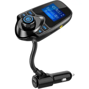 Car Bluetooth FM Transmitter [2024 Upgraded], 1.44" Display Flexible Gooseneck, Easy to Install Handsfree Call Wireless Music Stereo Audio Player Radio Adapter Car Kit with USB Phone Charger to Enhance Driving Experience
