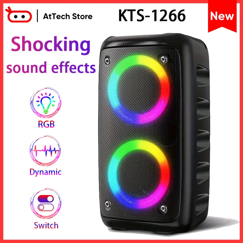 RGB Function Wireless Karaoke Party Speaker with Microphone, LED Light, Bluetooth Connectivity, HIFI Audio - Multifunctional Wireless Speaker for Computer Use, Parties, Outdoor Entertainment