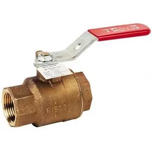 NIBCO 3/4" Bronze Full Port 2-Piece Inline 1-Way Flow Ball Valve, FNPT x FNPT Ends, Lever Handle, 600 WOG, 150 WSP, Model NL95H08