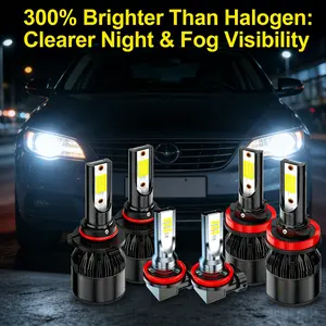 6pcs LED Headlight High/ Low Beam+Fog Light BulbsCombo 9005+9006+H11 Fit for Toyota Corolla 6000K26000LM