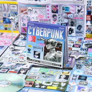 30 pages Cyberpunk Die-cut Sticker Book - for journaling, diy decoration & scrapbooking, nail sticker