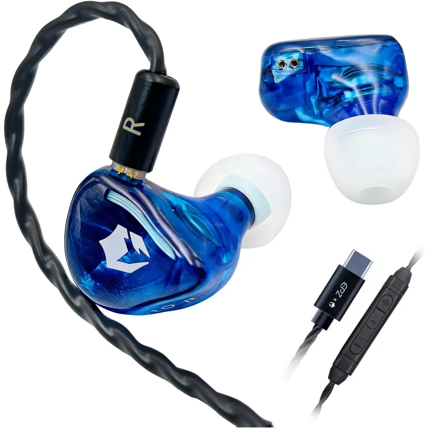 EPZ G10 Waterproof High Performance Wired In-Ear Headset, 10mm LCP Dynamic Driver IEMs, 0.78 2-Pin Detachable Cable, EQ Adjustment, Type-C, Mic for Gamers, Box & Digital Output, Controllers & Handhelds Compatible, High Performance Earbuds
