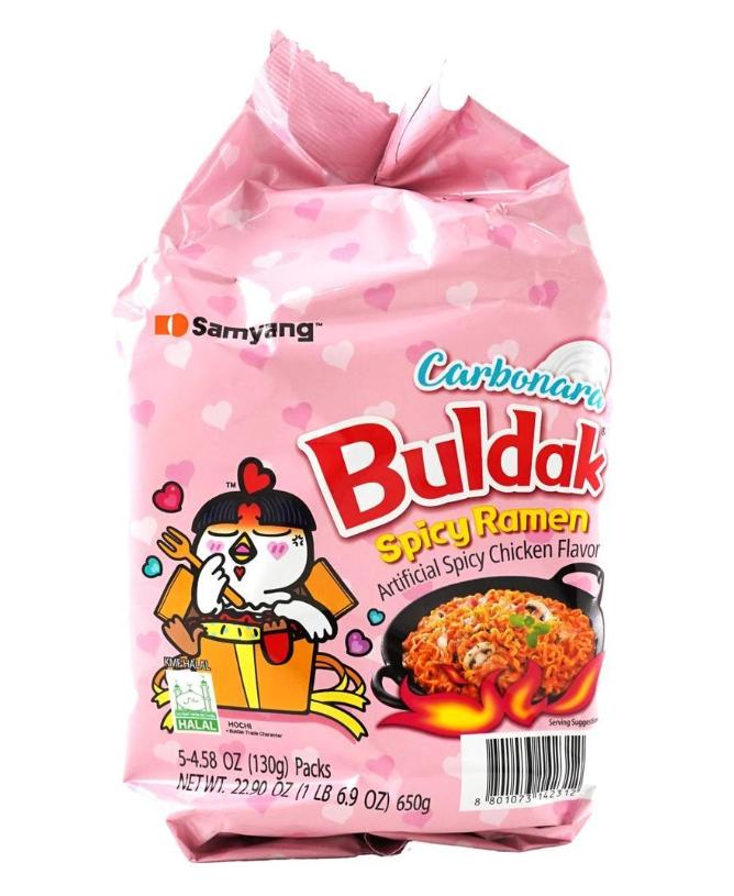 SAMYANG Buldak Ramen Korean Carbonara Stir-Fried Carbonara Hot Chicken Flavor - 5 Packs* 4.58 oz Spicy Cheese Chicken Ramen Noodles Food Instant Packaged Pansit，SAMYANG Buldak Ramen，Hot Chicken Flavor with Cheese，Spicy Chicken Artificial Flavor