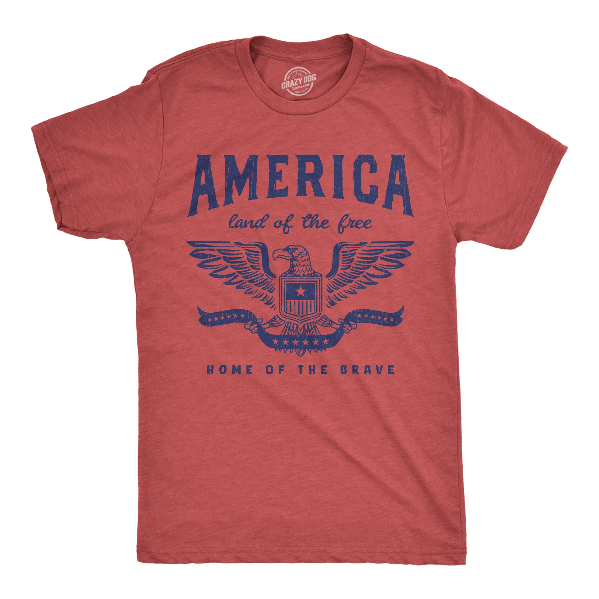 Mens Funny T Shirts America Land of The Free Home of The Brave Graphic Patriotic Novelty Tee for Men Mens Funny T Shirts Cool Vintage Fashion T-Shirt Gift Classic Menswear Patriotic Apparel for Men Novelty Tees Red -