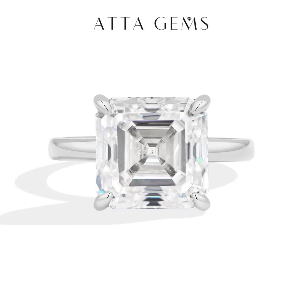 ATTAGEMS 3.5ct & 7ct Asscher Cut Lab-Created Moissanite Ring Wedding-Ready Jewelry for Women 925 Sterling Silver Marriage Ring Engagement Rings Day Gift Summerwins R433 tiktokshopbacktoschool