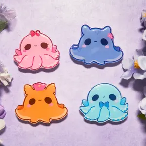 Kawaii Cute Octopus Phone Grip Pink Acrylic Squid Phone Holder, Cute Kawaii Phone Grip Stand, Cute Phone Accessory for iPhone Android, Girls Gift