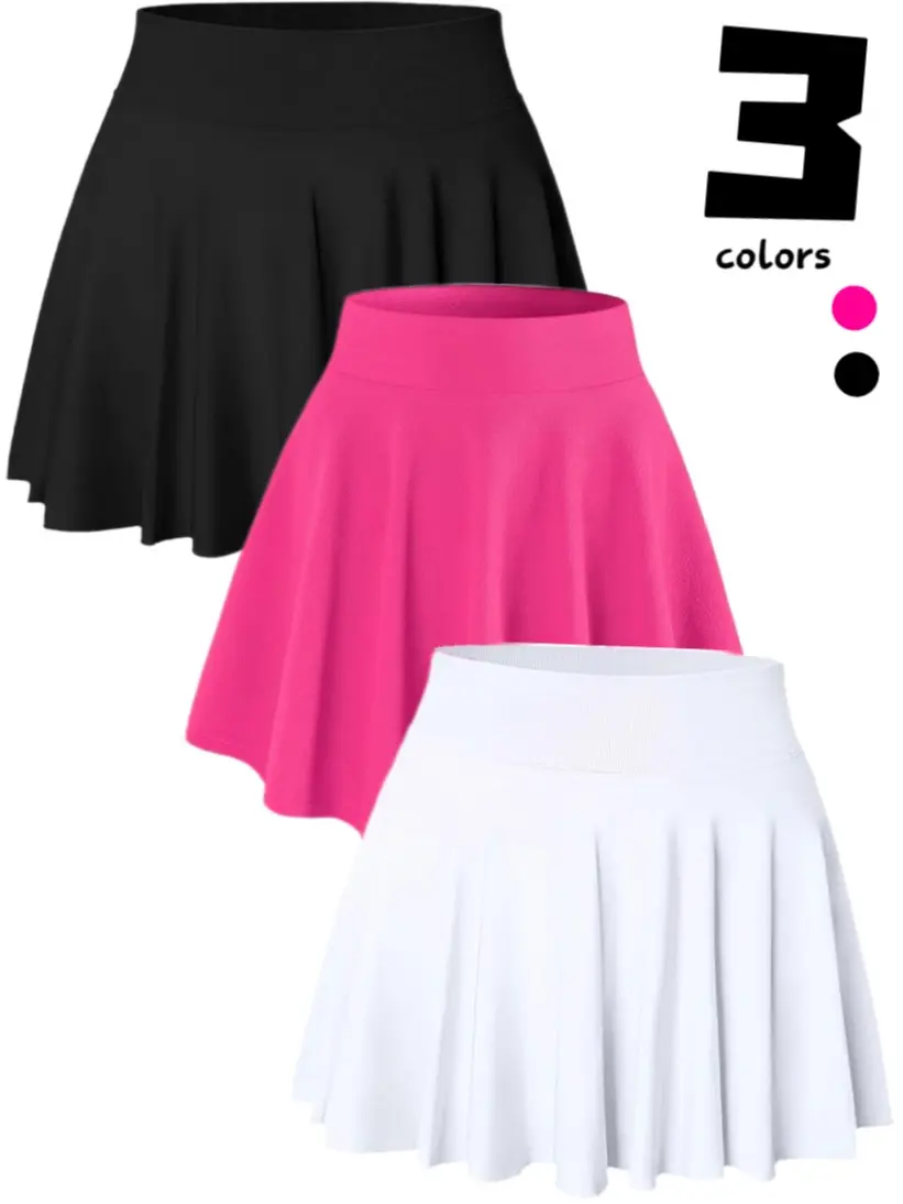 Women's Mini Skirts, 3-Piece Set of Versatile Stretchy Flared Athletic Skirts for Casual Sports and Activewear, Stretchy Athletic Skirt, Mini Skirt