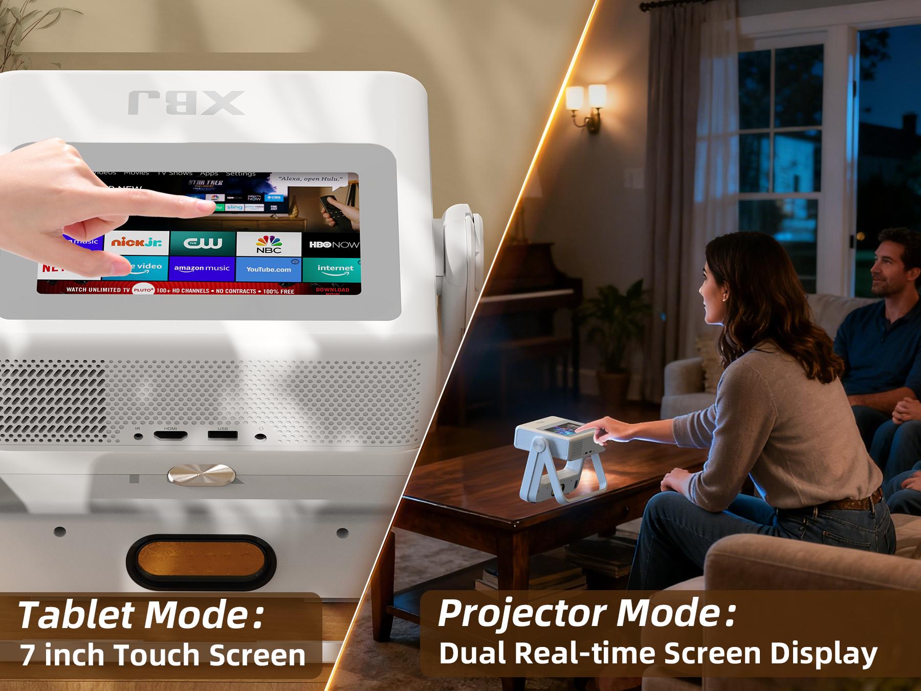 Touch Screen Portable Projector [Auto Focus/350 ANSI/Native 1080P/Support 4K] A5PRO Smart Movie Projector with Touchpad, Wifi 6, Bluetooth, 180° Stand, 300 ''Display, for Outdoor/Indoor/Gaming