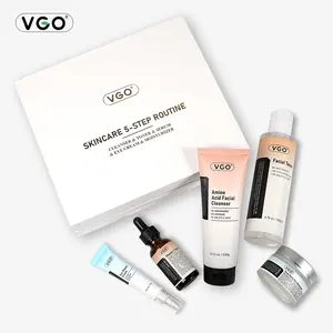 VGO 5-Steps Skincare Set for Daily Use - Cleanser, Toner, Serum, Eye Cream, Moisturizer for Hydration - Gentle & Non-Irritating, Suitable for All Skin Types