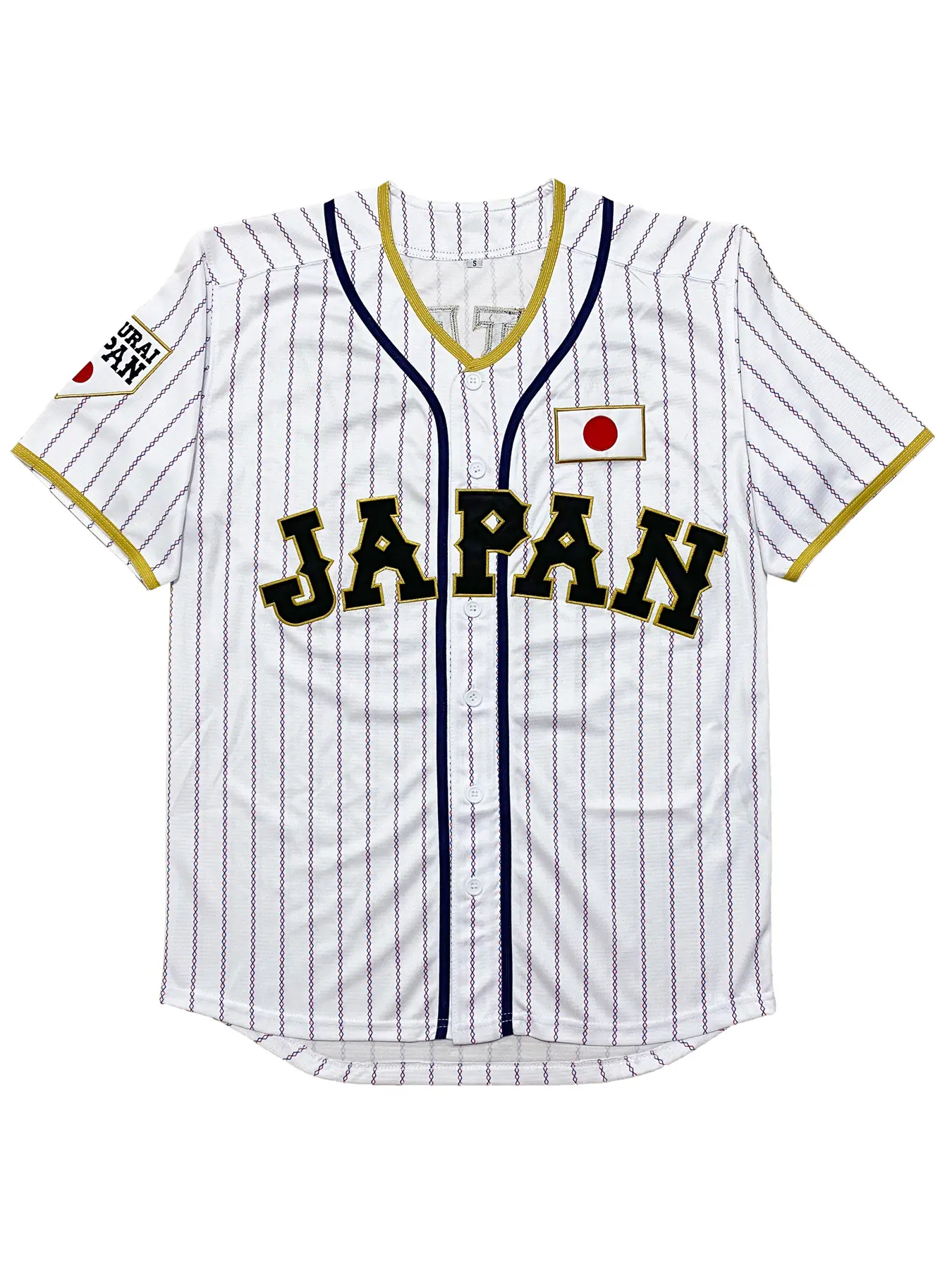 Men's Japan #16 Stitched Button Up Varsity Pinstripe Baseball Jersey, 2 Color White Black Mesh Short Sleeve National Team Uniform, Loose Fan Shirt for Sports Events, Streetwear & Summer Daily Outfits