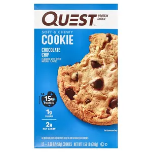 Quest Nutrition Protein Cookie, Chocolate Chip, 12 Cookies, 2.08 oz (59 g) Each