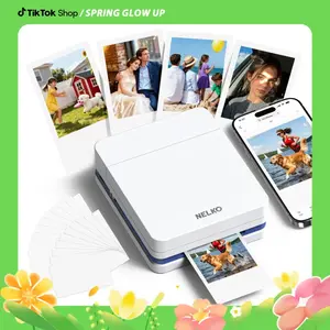 Nelko Pocket PP03 Instant Smartphone Inkjet Photo Printer With 100 Photo Papers, Portable Mini Color Wireless Mobile Printer, Bluetooth Compatible with iOS & Android Devices, Fun Editing App, Ideal Valentine's Day Gift