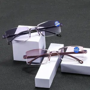 Far and Near Dual-use Reading Glasses High-tech Anti-blue Light Simple Slice Frameless Anti-radiation Reading Glasses 0 To +4.0