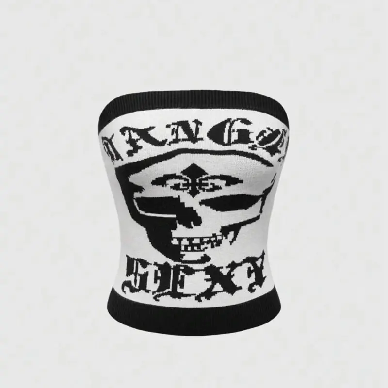 grunge punk skeleton knit tube top