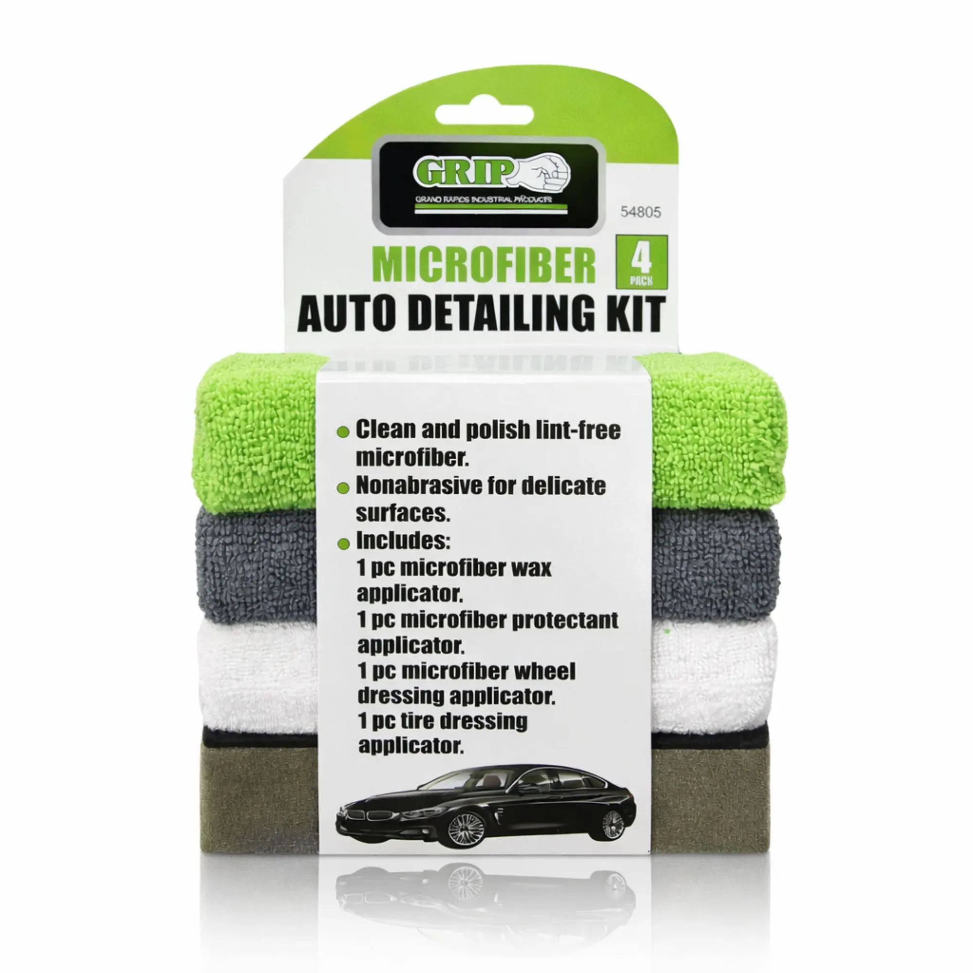 Grip 4-Piece Microfiber Auto Detailing Sponge Kit Ultra-Soft, High-Absorbent Microfiber Scratch-Free Car Wash, Waxing & Interior Care Set, Car Care Products, Car Cleaning Tool